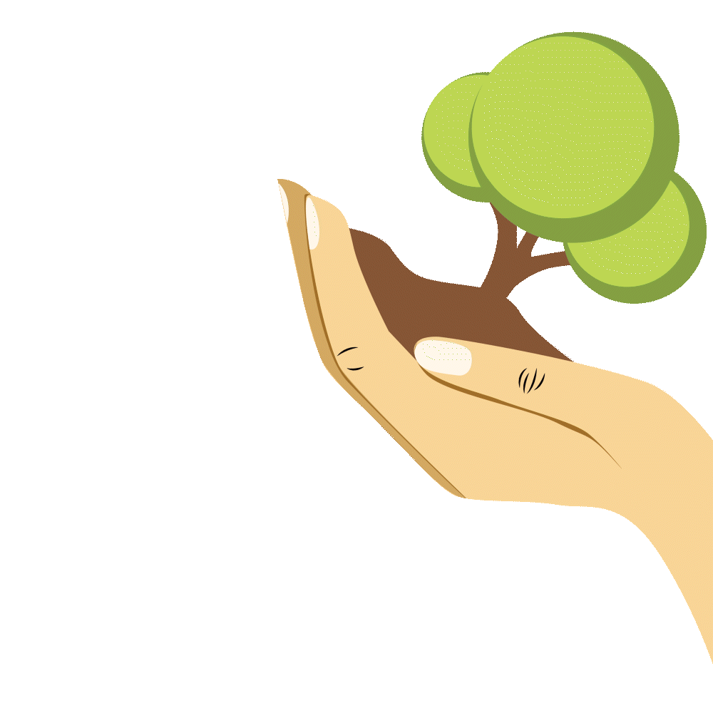 木と手のイラスト画像